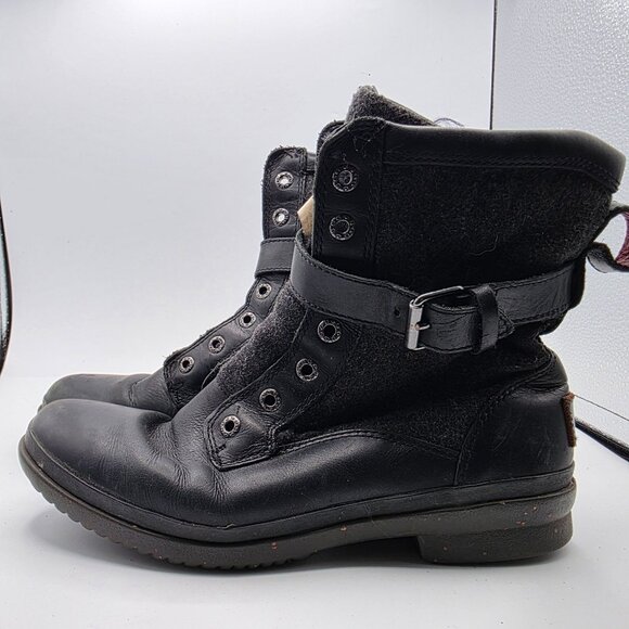 UGG Kesey Womens Size 7 Black Waterproof Leather Ankle Boots Outdoors Casual - Picture 13 of 13